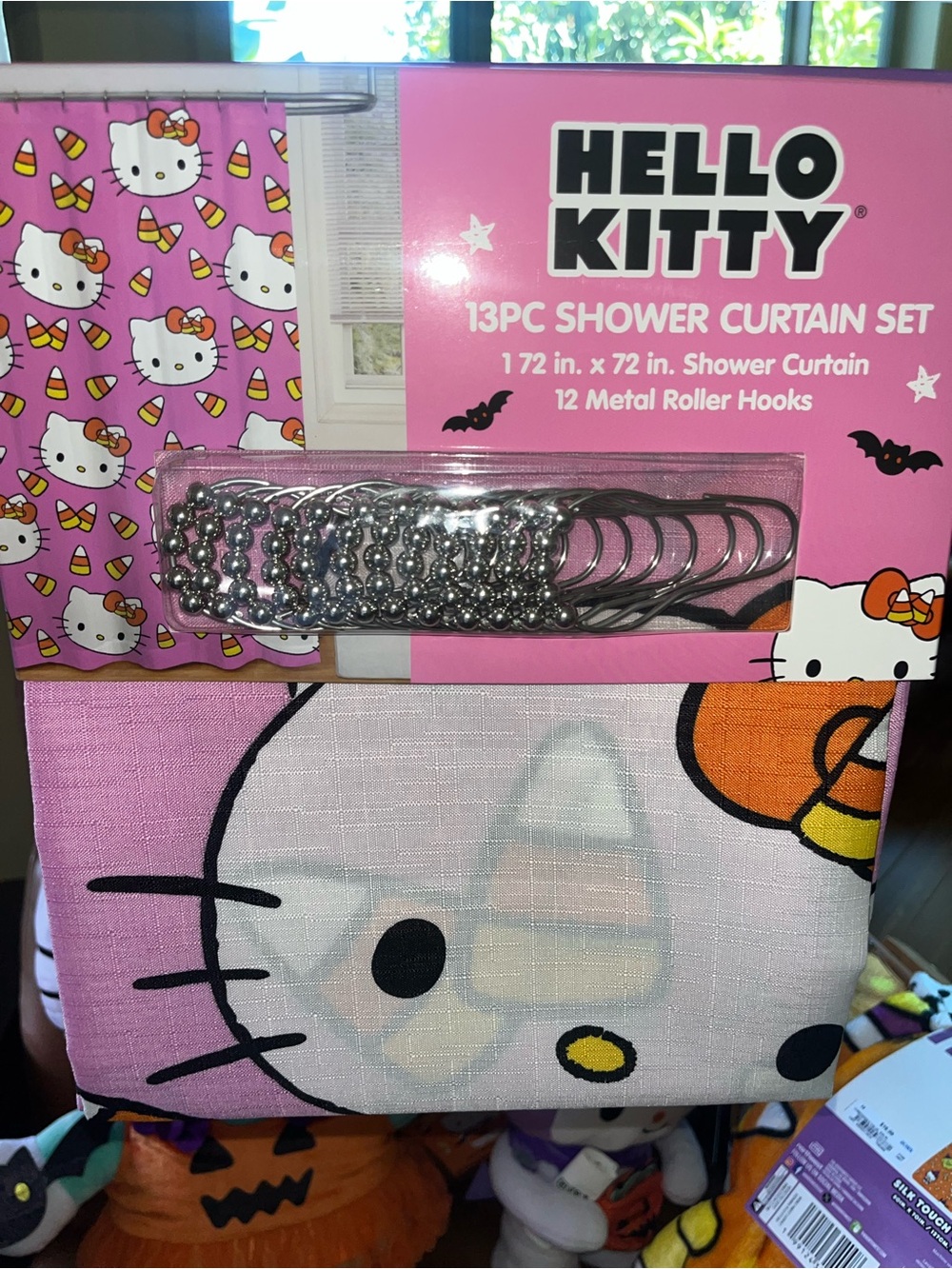 Hello Kitty Pink and Orange Shower Curtain 13 PC Set NEW NWT